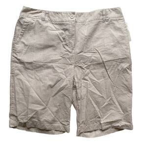 Charter Club Womens Cream & White Striped Seersucker Bermuda Shorts Size 16 NWT